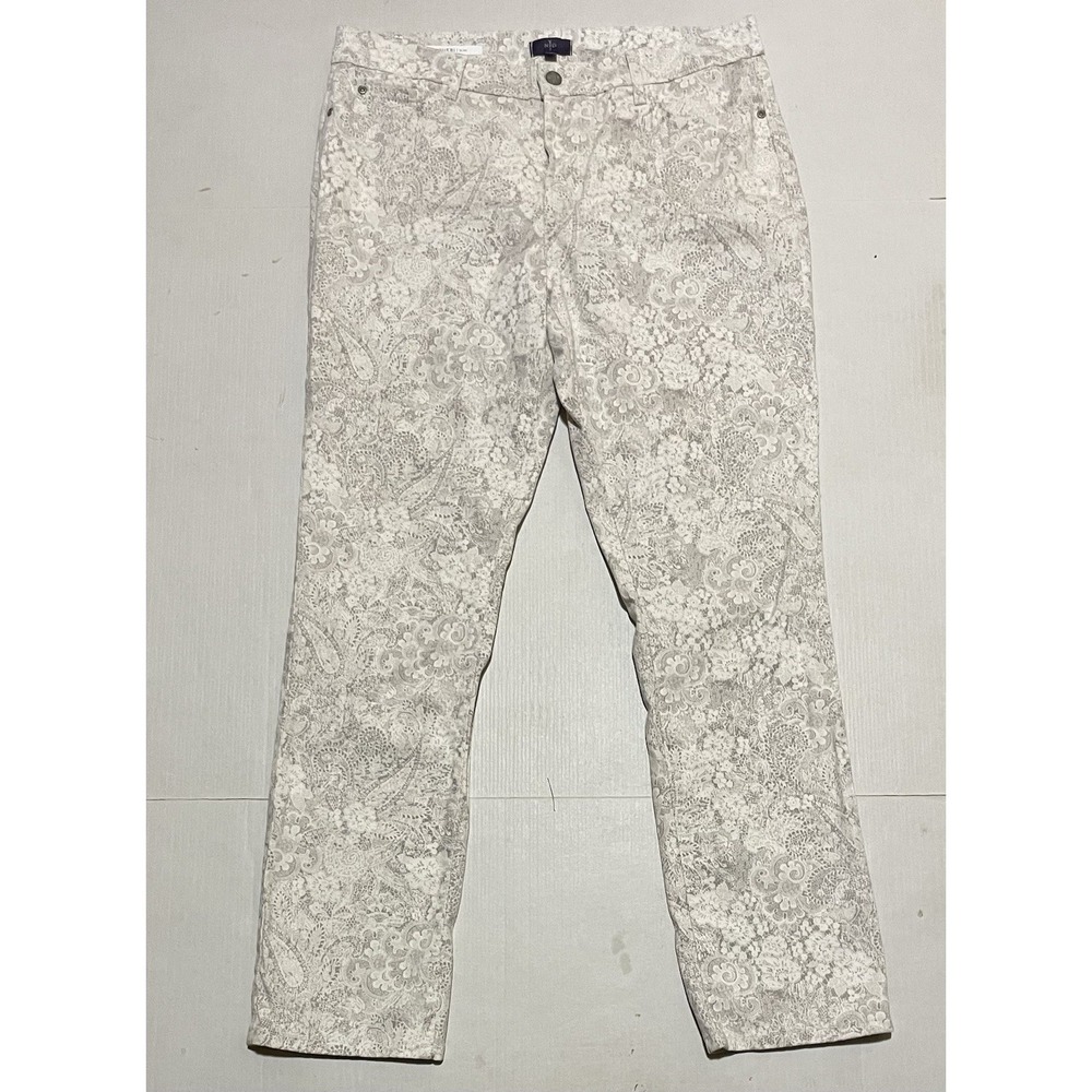 NYDJ‎ Sheri Slim Jeans Womens 12 X 30.5 Paisley Floral Print Stretch Pants USA